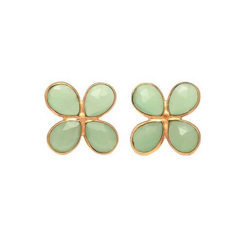 New arrival aqua green chalcedony gemstone stud earrings