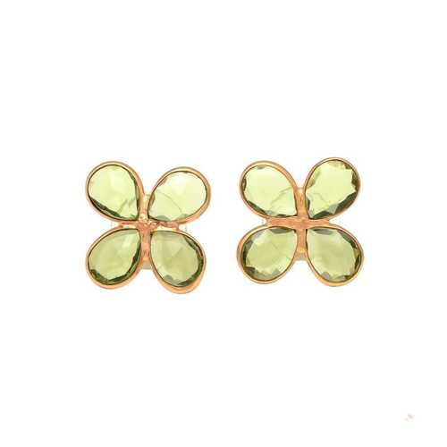 New arrival green amethyst hydro chalcedony gemstone stud earrings