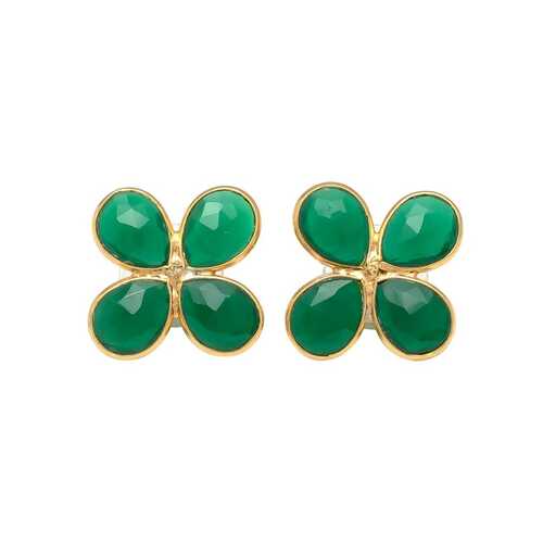 New arrival emerald hydro gemstone stud earrings