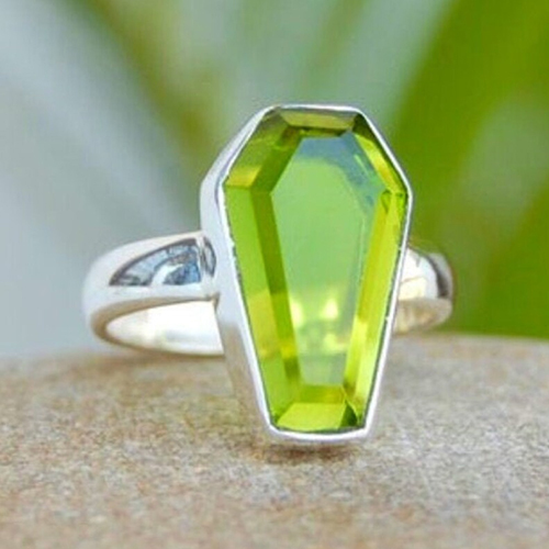 Peridot Coffin Ring