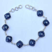 Natural Blue Sunstone Gemstone 925 Sterling Silver Bracelet