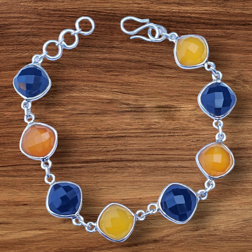 Natural Yellow Onyx and Black Onyx Bracelet