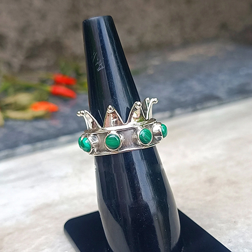 Natural Green Malachite 925 Sterling Silver Ring