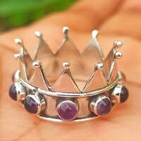 Natural Purple Amethyst 925 Boho Sterling Silver Ring