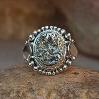 Natural Golden Pyrite Rough 925 Sterling Silver Ring
