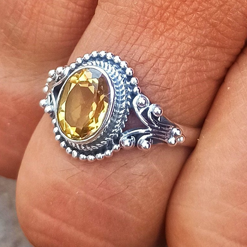 Natural Yellow Topaz Gemstone 925 Sterling Silver Ring