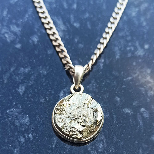 Golden Pyrite Rough 925 Sterling Silver Pendant - Gender: Unisex