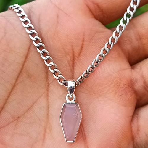 Rose quartz Coffin Pendant