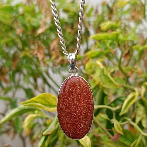 Natural Sunstone Gemstone 925 Sterling Silver Pendant