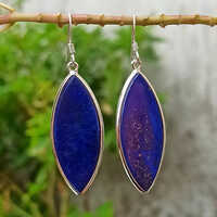 Natural Lapis lazuli Stone 925 Sterling Silver Earrings