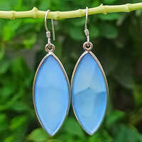 Natural Aqua Chalcedony Stone 925 Sterling Silver Earrings