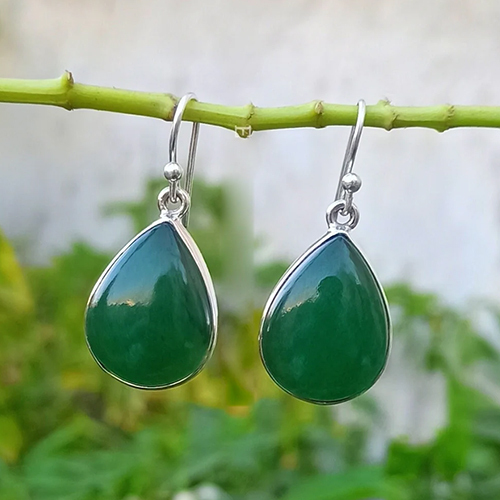 Natural Green Jade Stone Earring