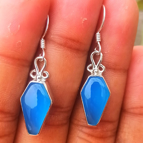 Blue Onyx Coffin Earring