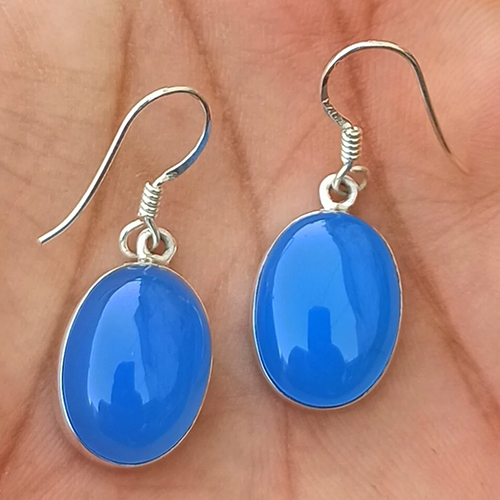 Blue Onyx Gemstone 925 Sterling Silver Earring