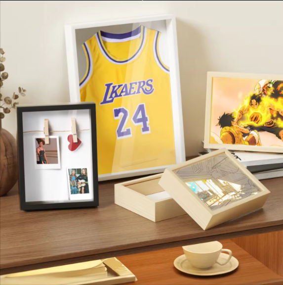 Synthetic Wood 3CM 5CM Deep 8x8 16x16 Inches A3 A4 3D Shadow Box Photo Frame