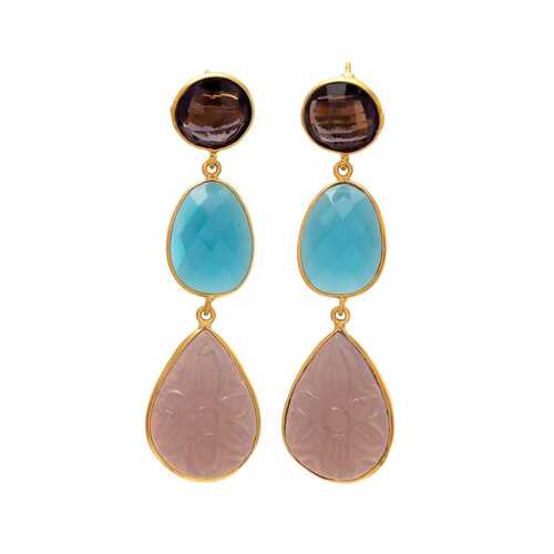 New arrival turquoise and brown gemstone earrings