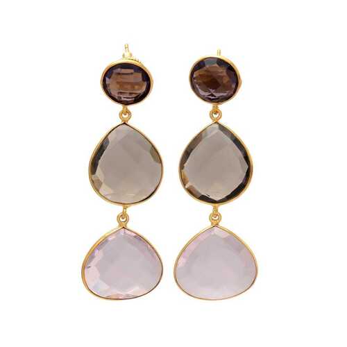 New arrival tiger eye and milky and grey hydro gemstone earrings