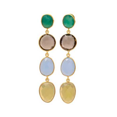 New arrival citrine and emerald hydro gemstone earrings