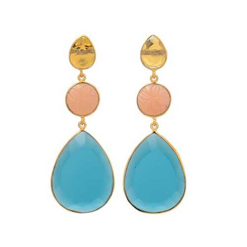 New arrival citrine hydro and turquoise  gemstone earrings