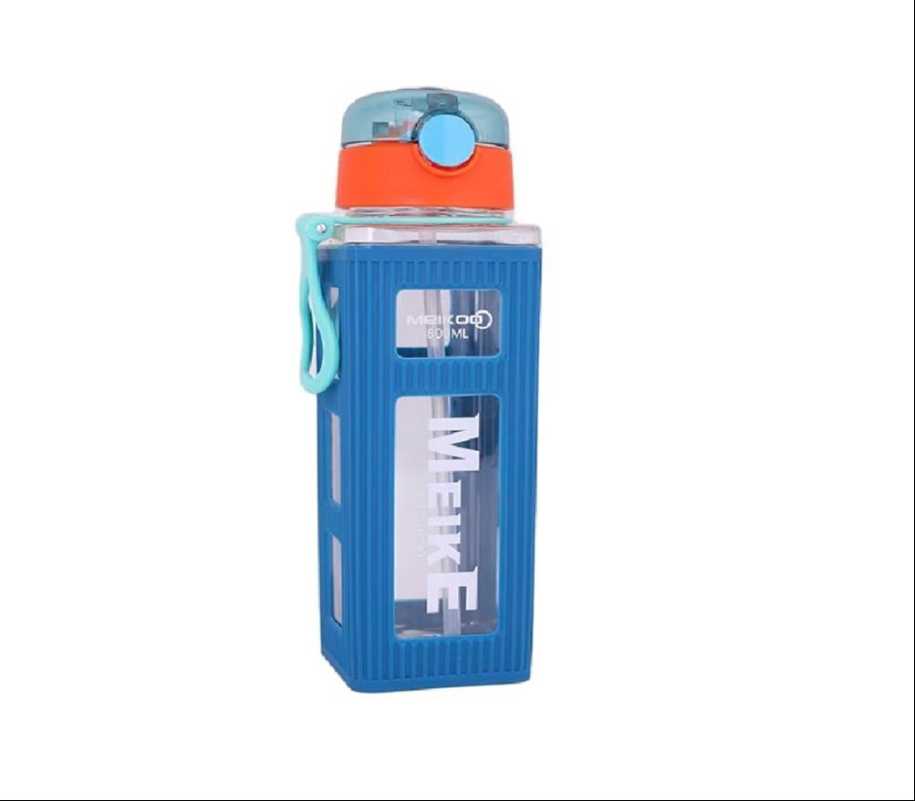 Mitsico Square water bottle with straw portable water bottle for Personal Use (800ml)