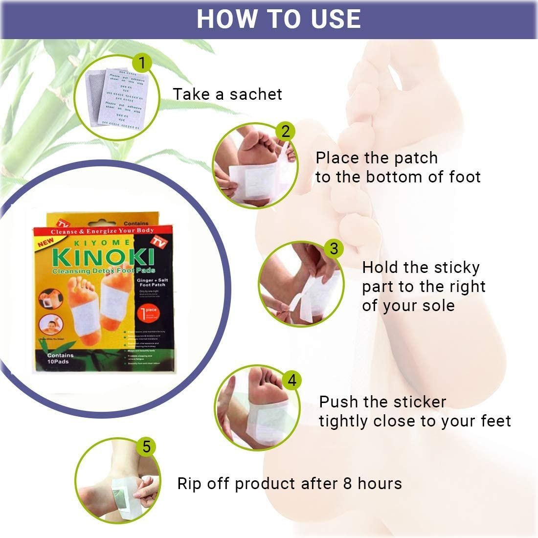 Mitsico Kinoki Patch 10 Pcs Relief Toxin Foot Pads