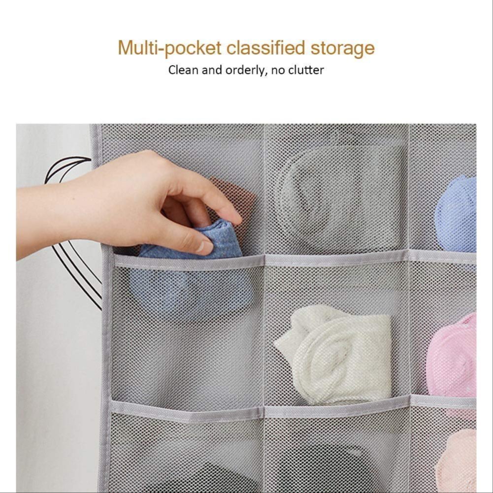 Mitsico Fabric Brass Finish Double Sided 30 Mitsico Pockets Clear Hanging Bag Socks Bra Underwear Rack Hanger