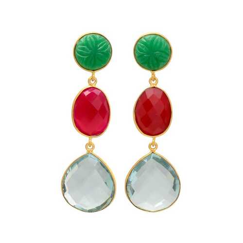 New arrival Dyed Ruby and green amethyst hydro gemstone earrings