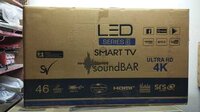 Smart Led Tv - Plastic/metal, 46 Inches, Black | Ultra Hd 4k Resolution, High Contrast Ratio, Hdmi Connectivity, Soundbar System
