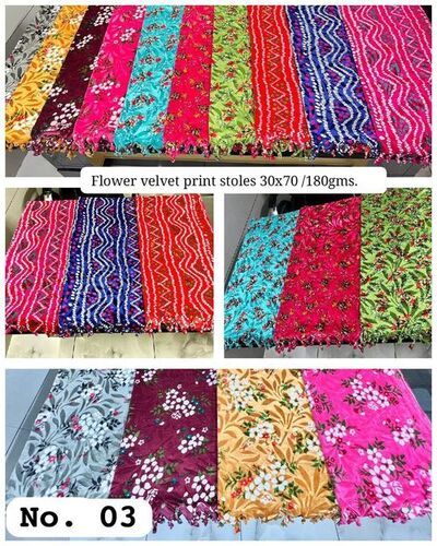 Flower velvet print stole