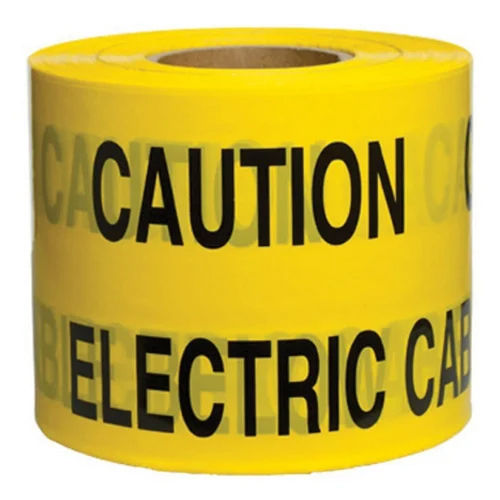 Underground Caution Tape - PE Material, Yellow Color, As Required Size | Single Sided Adhesive, Warranty Included, Ideal for Industrial Use