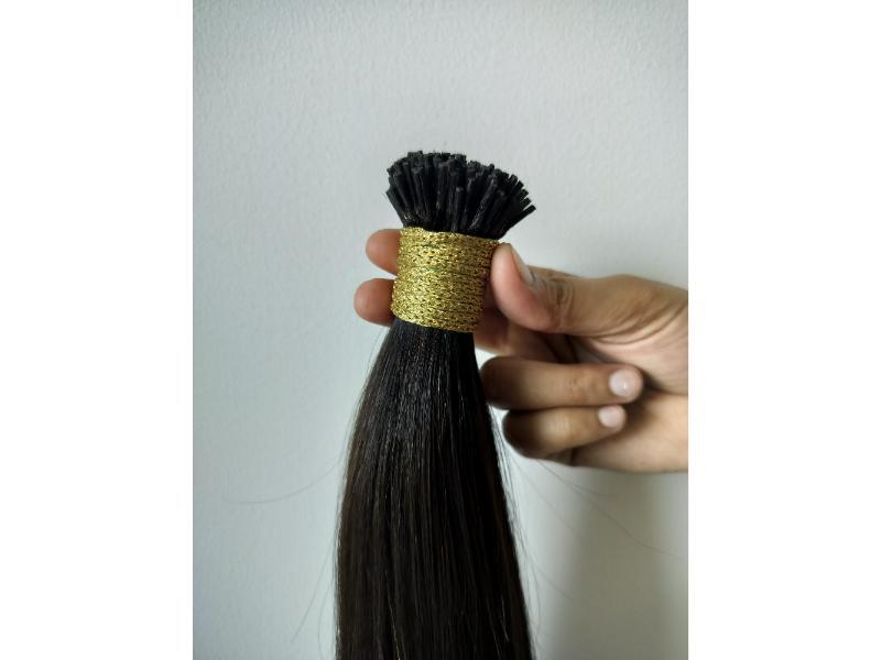 Black Indian Raw Natural color Straight Human Hair I-Tips Extensions