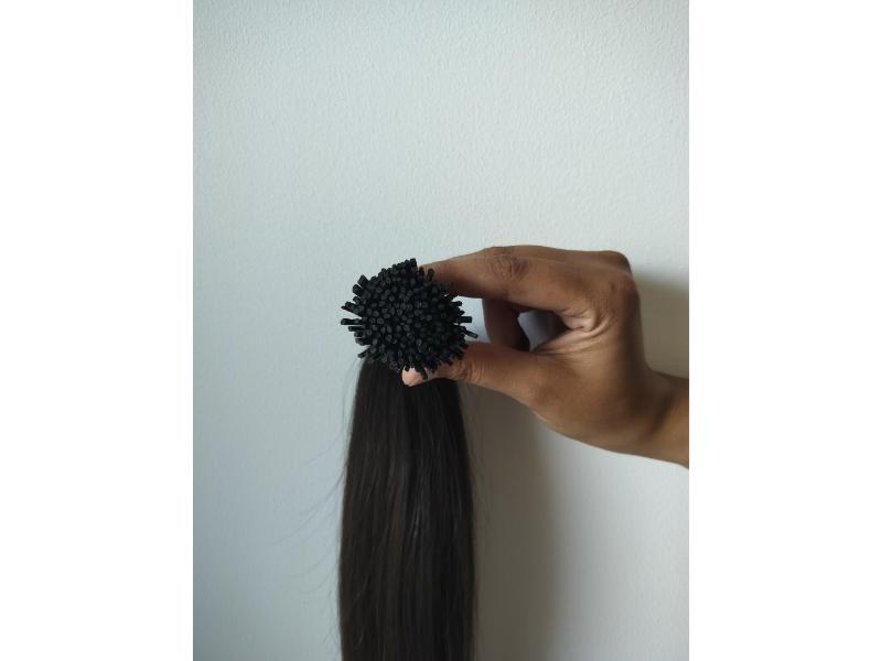 Black Indian Raw Natural color Straight Human Hair I-Tips Extensions