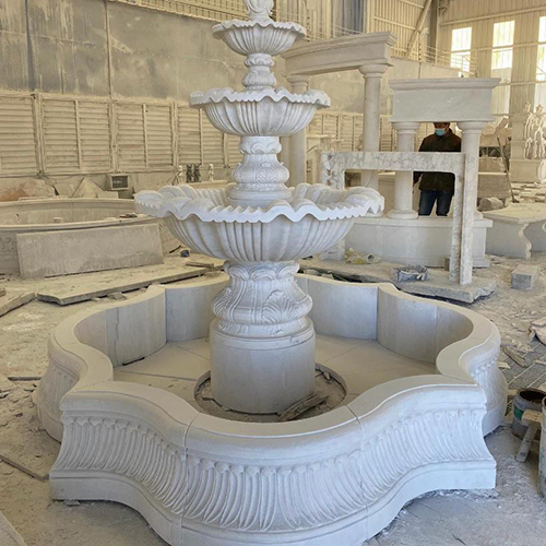 White Makrana Marble Waterfall Fountain