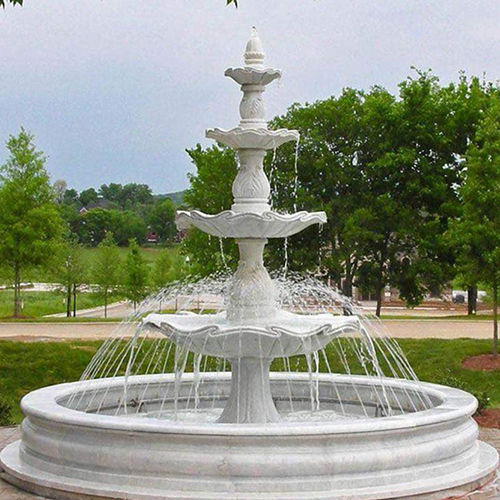 Stone White Water Fountain - Color: As Per Requirement