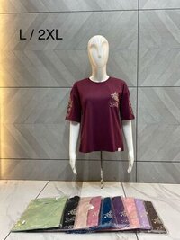 Ladies Fancy T-shirt - Cotton, O-neck, Short Sleeves | Elegant Printed Pattern With Vibrant Indian Ethnic Designs For Casual Style