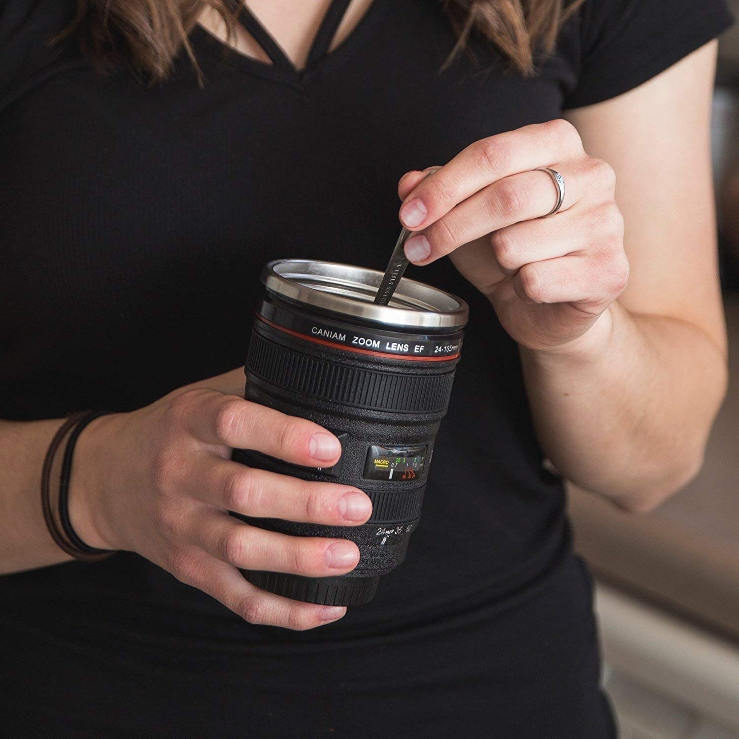 Mitsico Super Classic Camera Lens Shaped Coffee Mug With Lid, Steel Insulated Gifting Idea