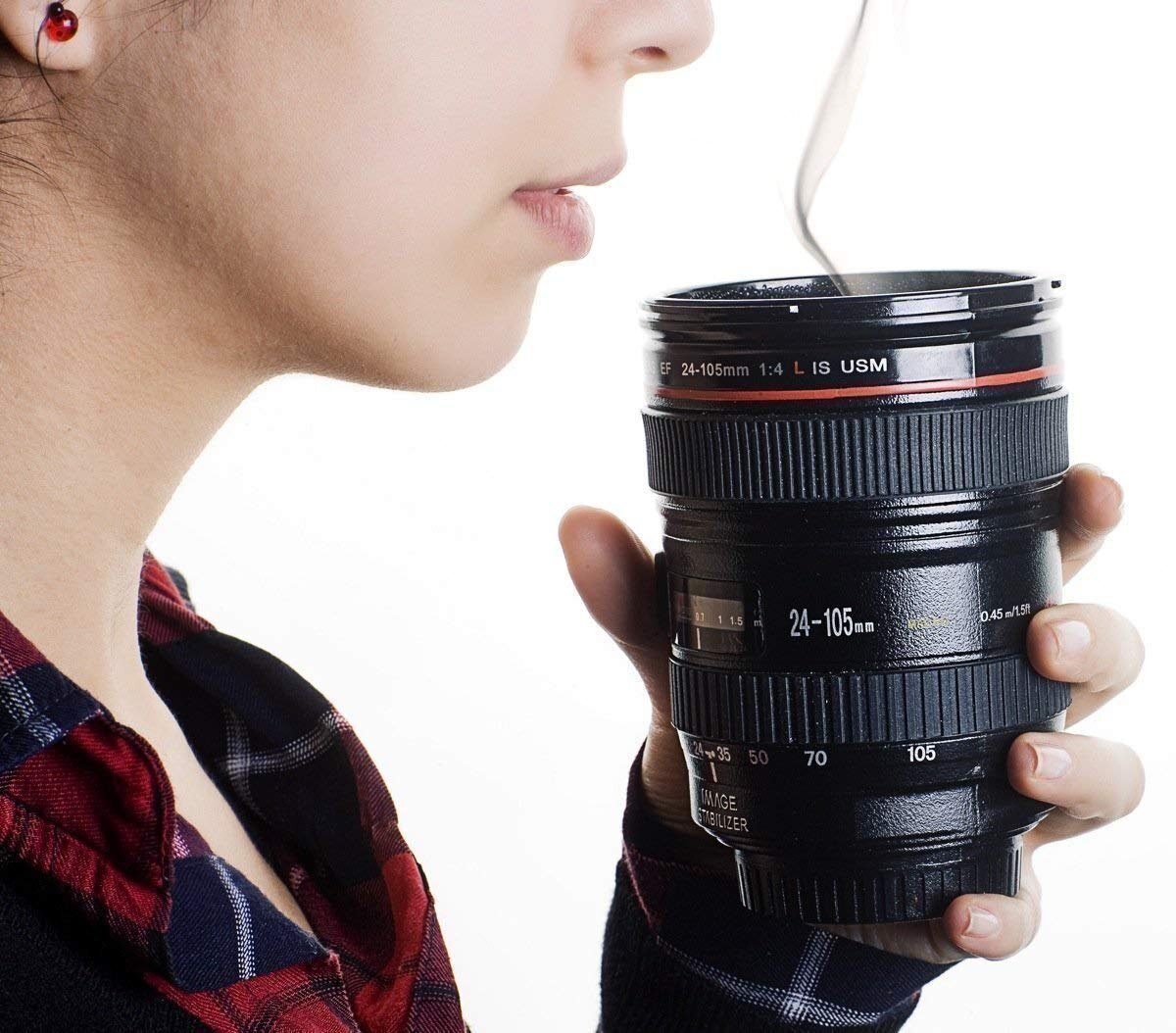 Mitsico Super Classic Camera Lens Shaped Coffee Mug With Lid, Steel Insulated Gifting Idea