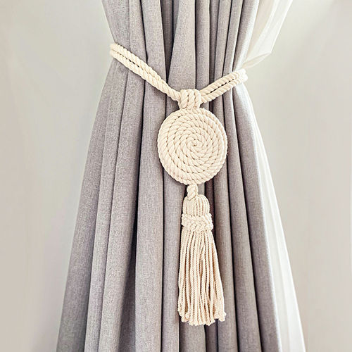 Spiralled Cotton Tassel Curtain Tieback - Color: As Per Requirement