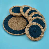 Jute Coaster Set - Color: Blue