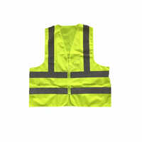 Industrial Safety Jacket - High-Quality Polyester , Unisex Design, V Neck Style, Vibrant Green Color with Striped Pattern for Enhanced Visibility