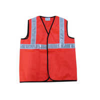 Fluorescent Safety Jacket - Durable Polyester, Unisex Design, Bright Orange Color - V-neck Style, Reflective Stripes For High Visibility