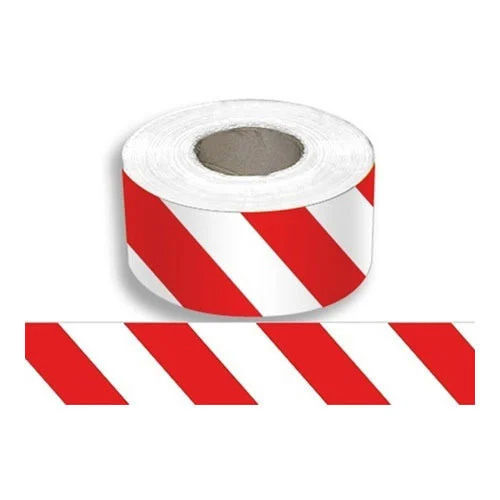 Red And White Barrier Barricade Tape - Length: 50  Meter (M)