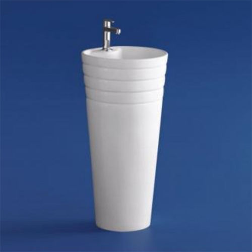 One Piece Pedestal Wash Basin - Color: White