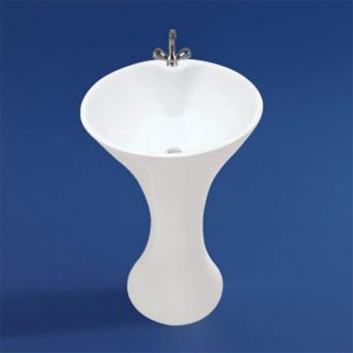 Ceramic One Piece Pedestal Wash Basin - Color: White