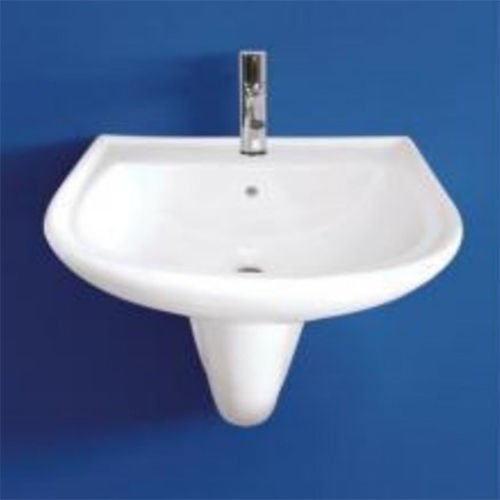 Ceramic Half Pedestal Wash Basin - Color: White