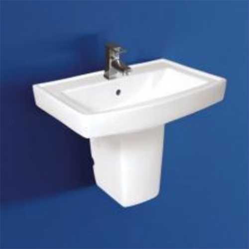 White Ceramic Half Pedestal Wash Basin