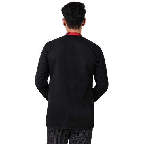 Mens Red Piping Black Chef Coat