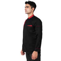 Mens Red Piping Black Chef Coat