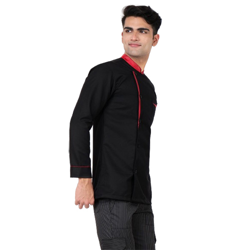 Mens Red Piping Black Chef Coat