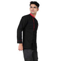 Mens Red Piping Black Chef Coat